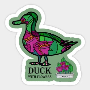 Duck With Flowers Sticker